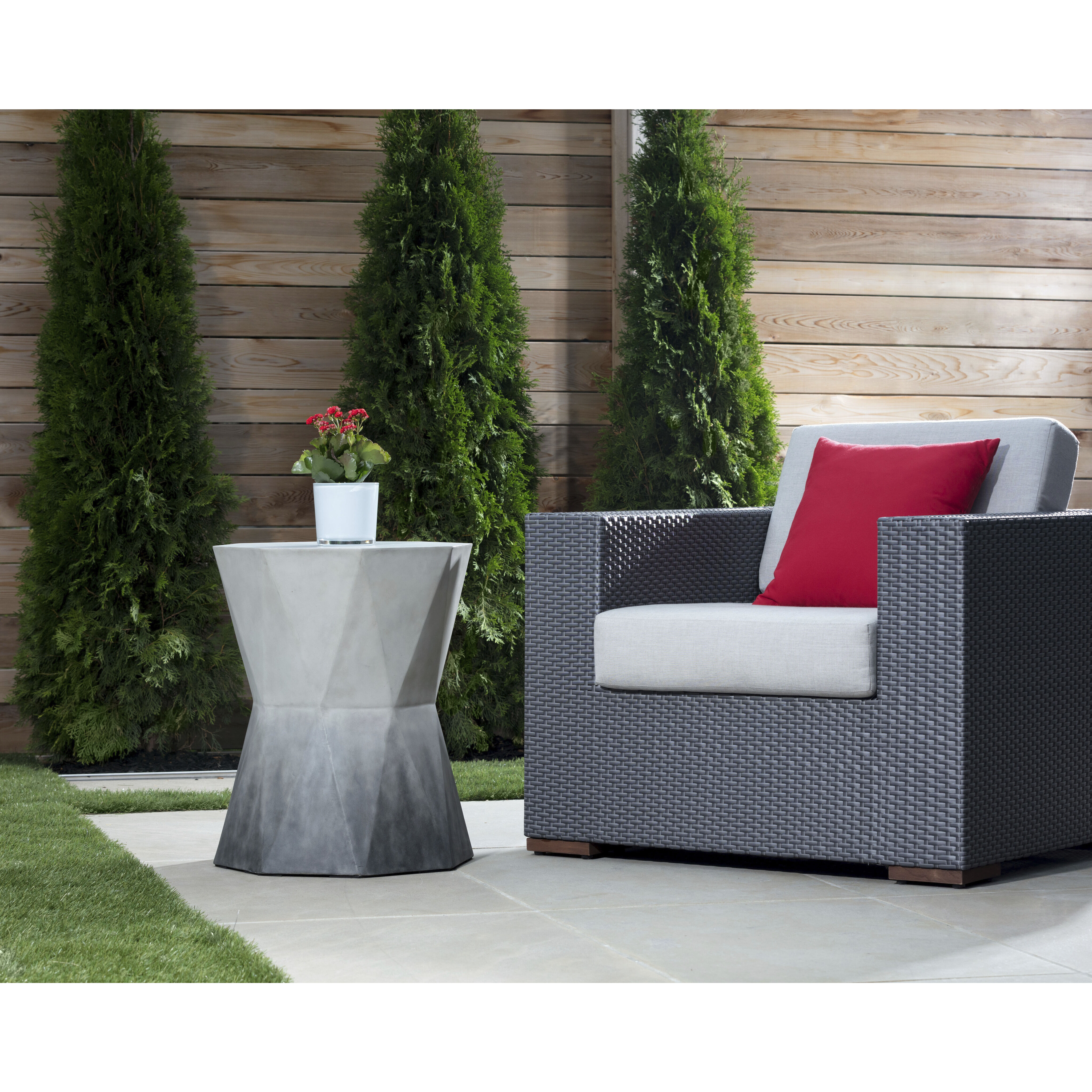 Prism 24 X 19 inch Grey / Black Outdoor End Table